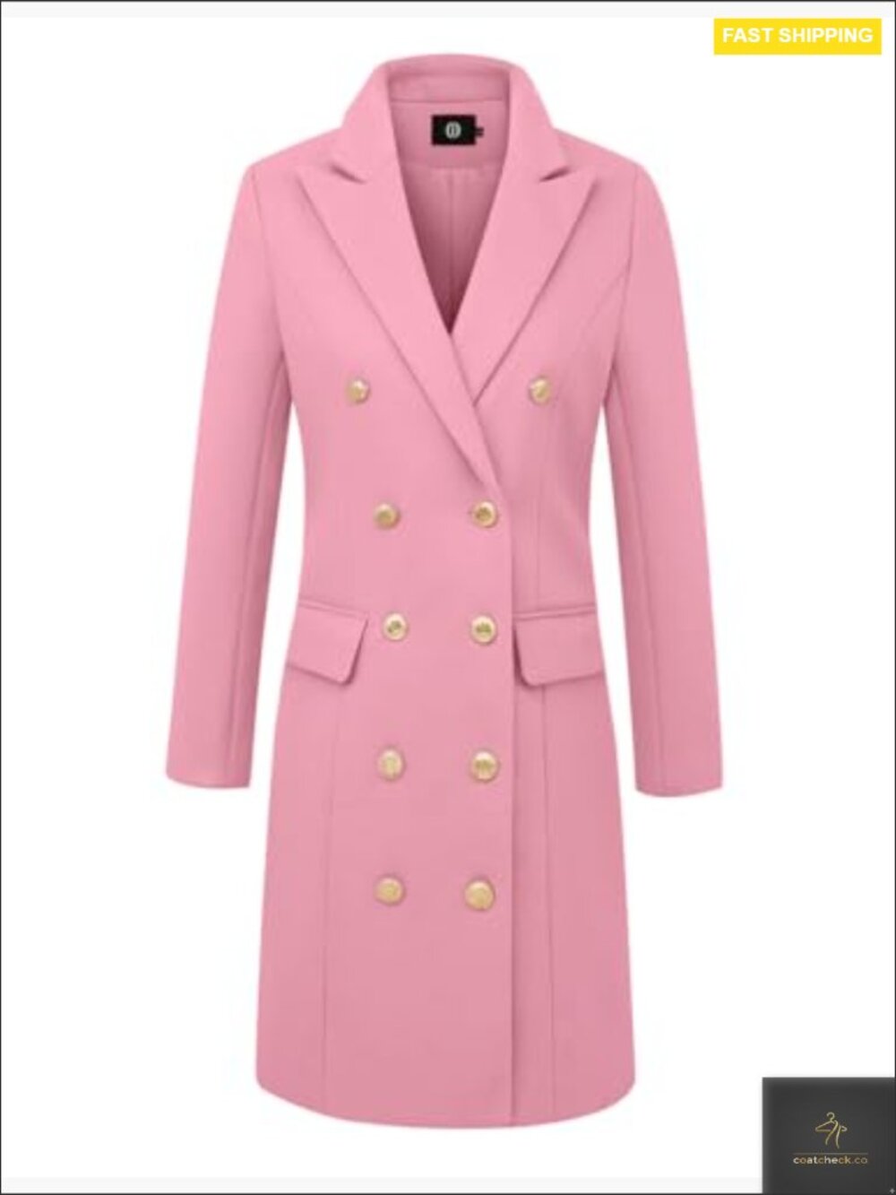 Double Breasted Wool Peacoat Trench Coat Warm Classic Notch Lapel Midi - Picture 3 of 7